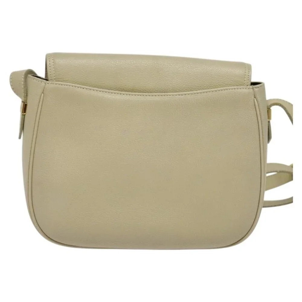 Authentic SAINT LAURENT Shoulder Bag Leather Beige Gold - Picture 9 of 16